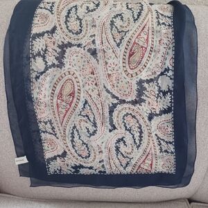 Paisley Print Scarf in Navy and Cream